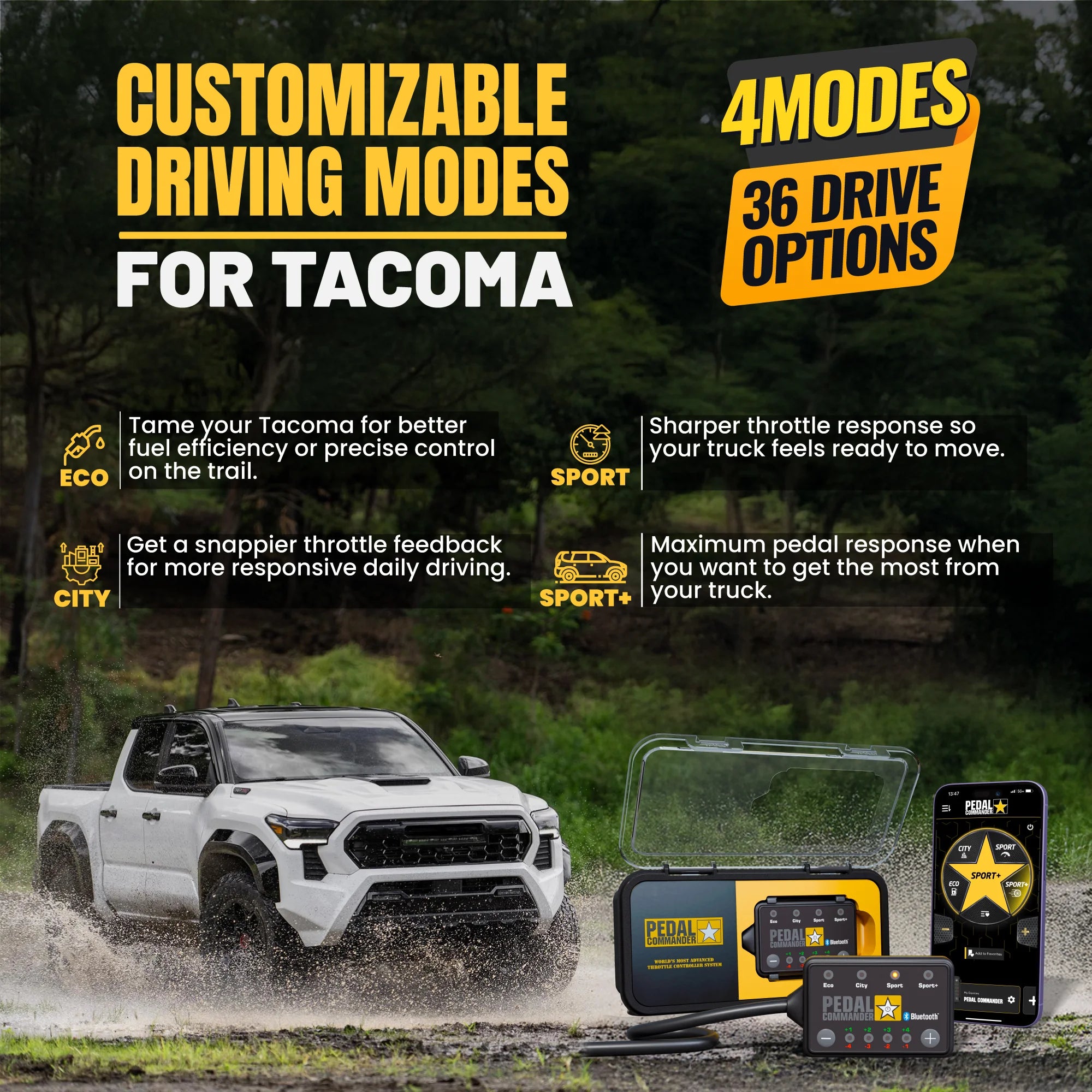 Pedal Commander for Tacoma 4 modes 36 drive options